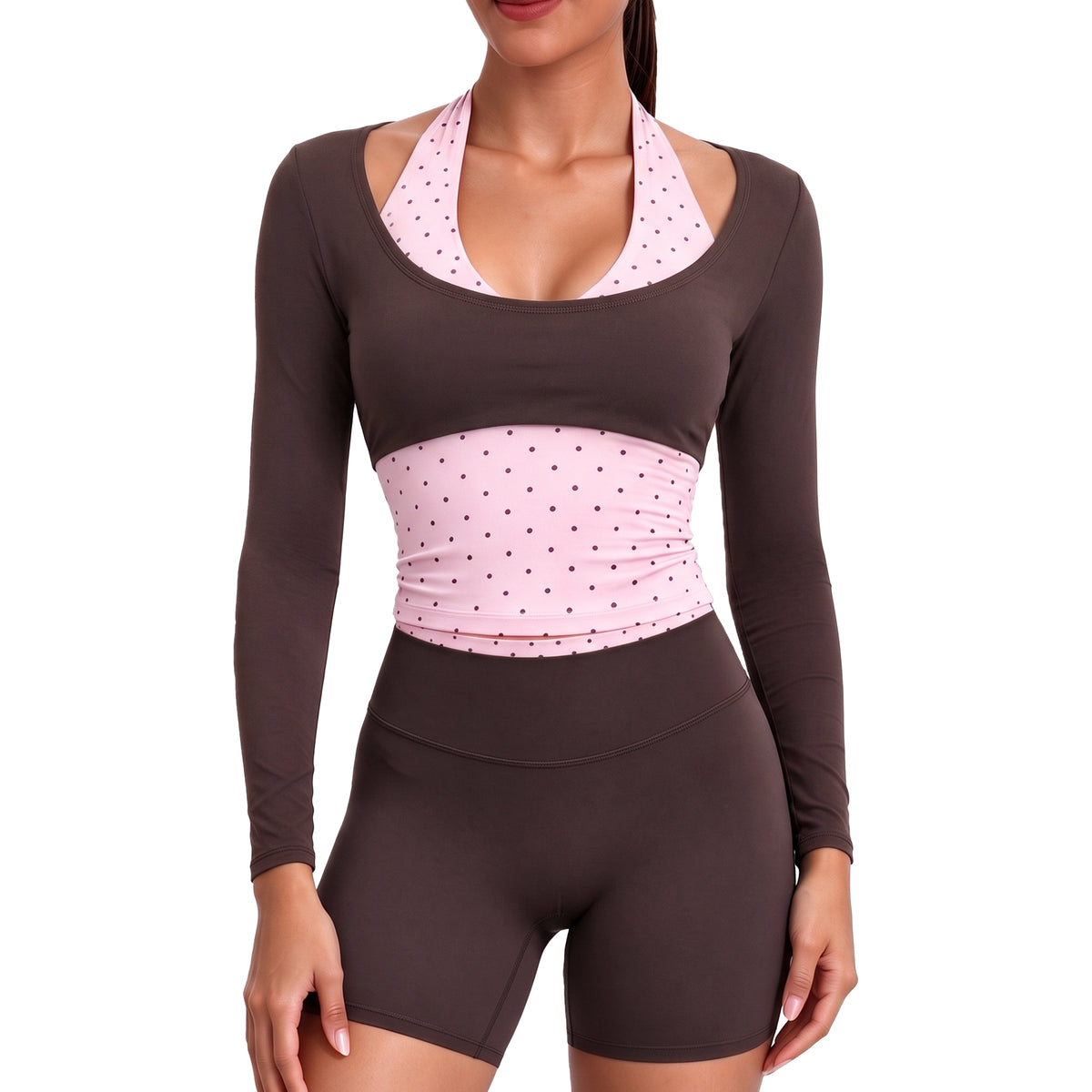 Aoxjox "Dual Core" Halter Long Sleeve T-Shirts