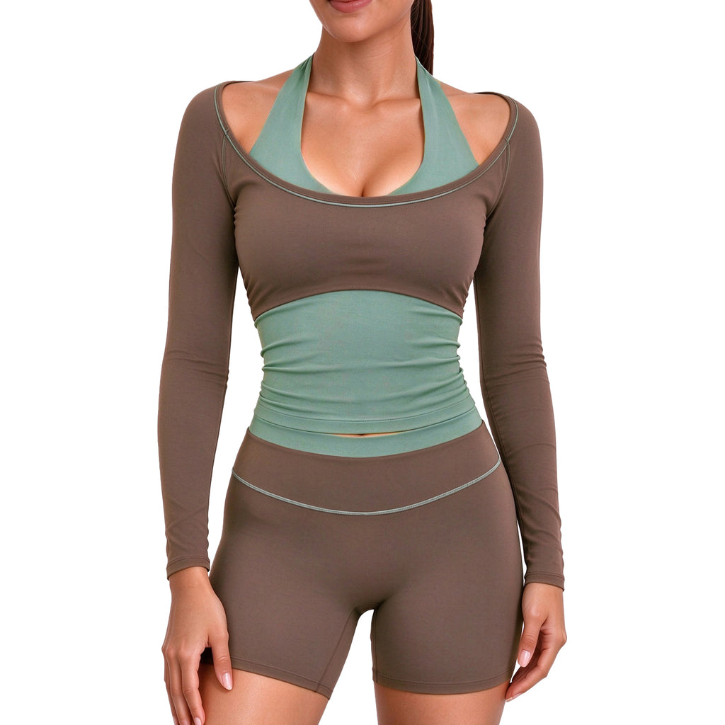 Aoxjox "Dual Core" Halter Long Sleeve T-Shirts