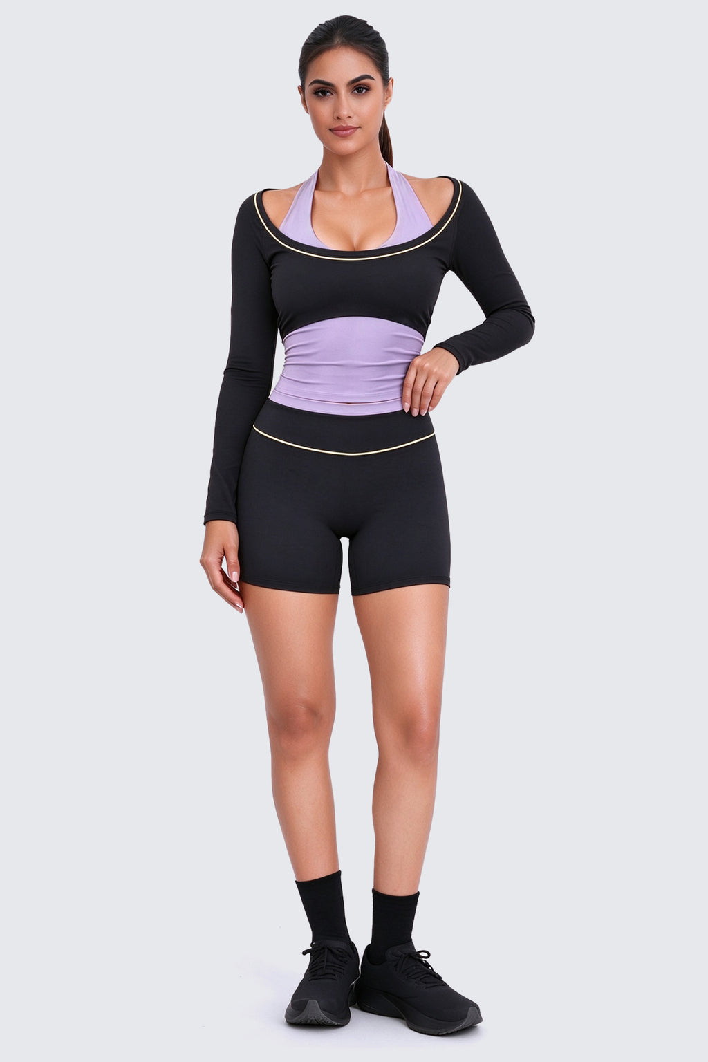 Aoxjox "Dual Core" Halter Long Sleeve T-Shirts