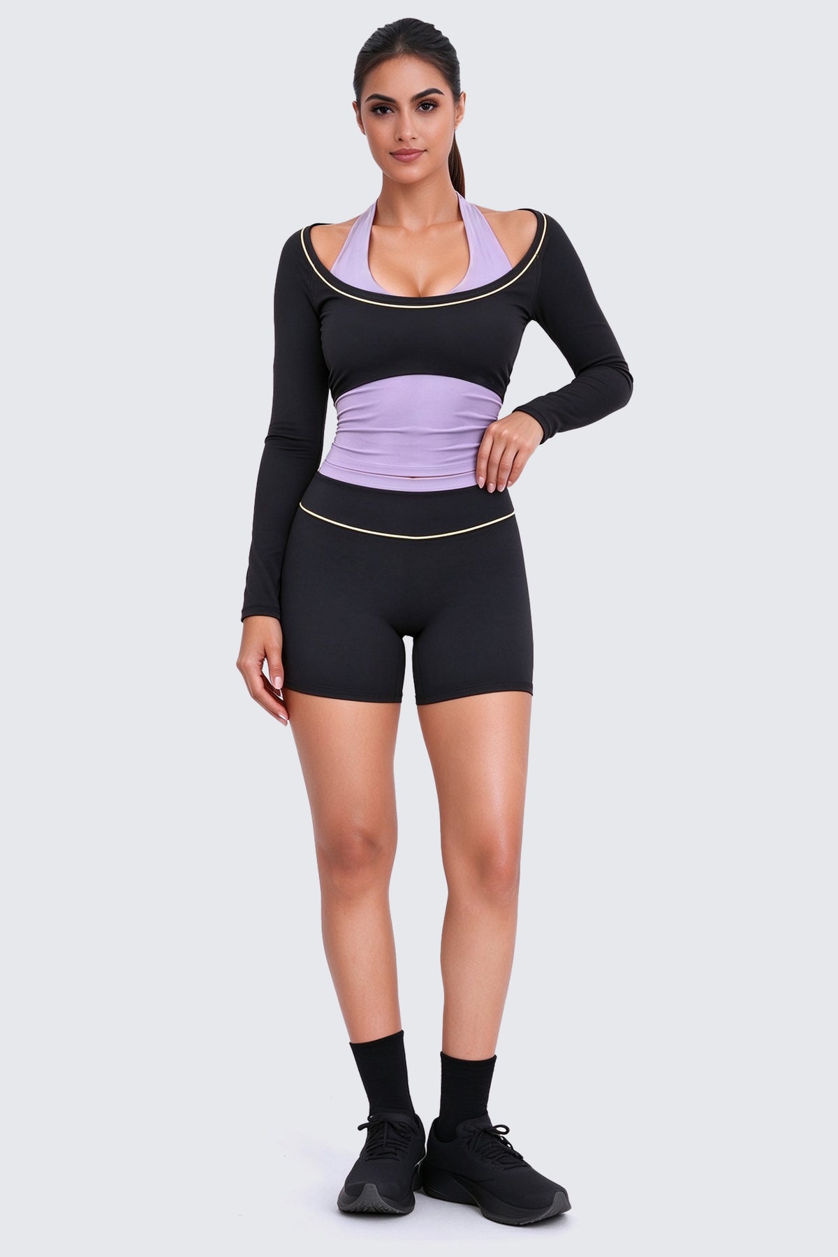 Aoxjox "Dual Core" Halter Long Sleeve T-Shirts