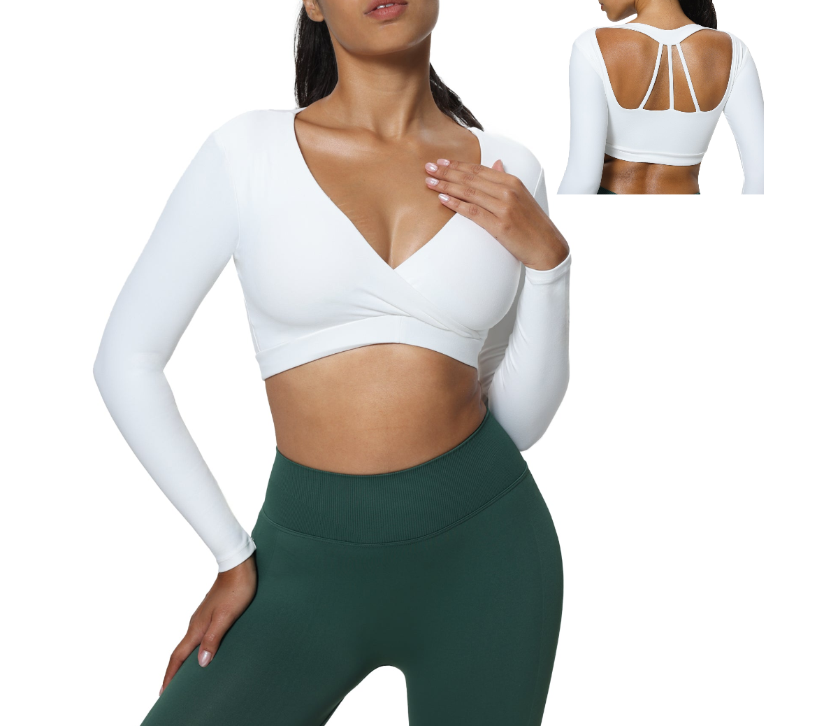 Aoxjox "Leah" Deep-V Long Sleeve Top