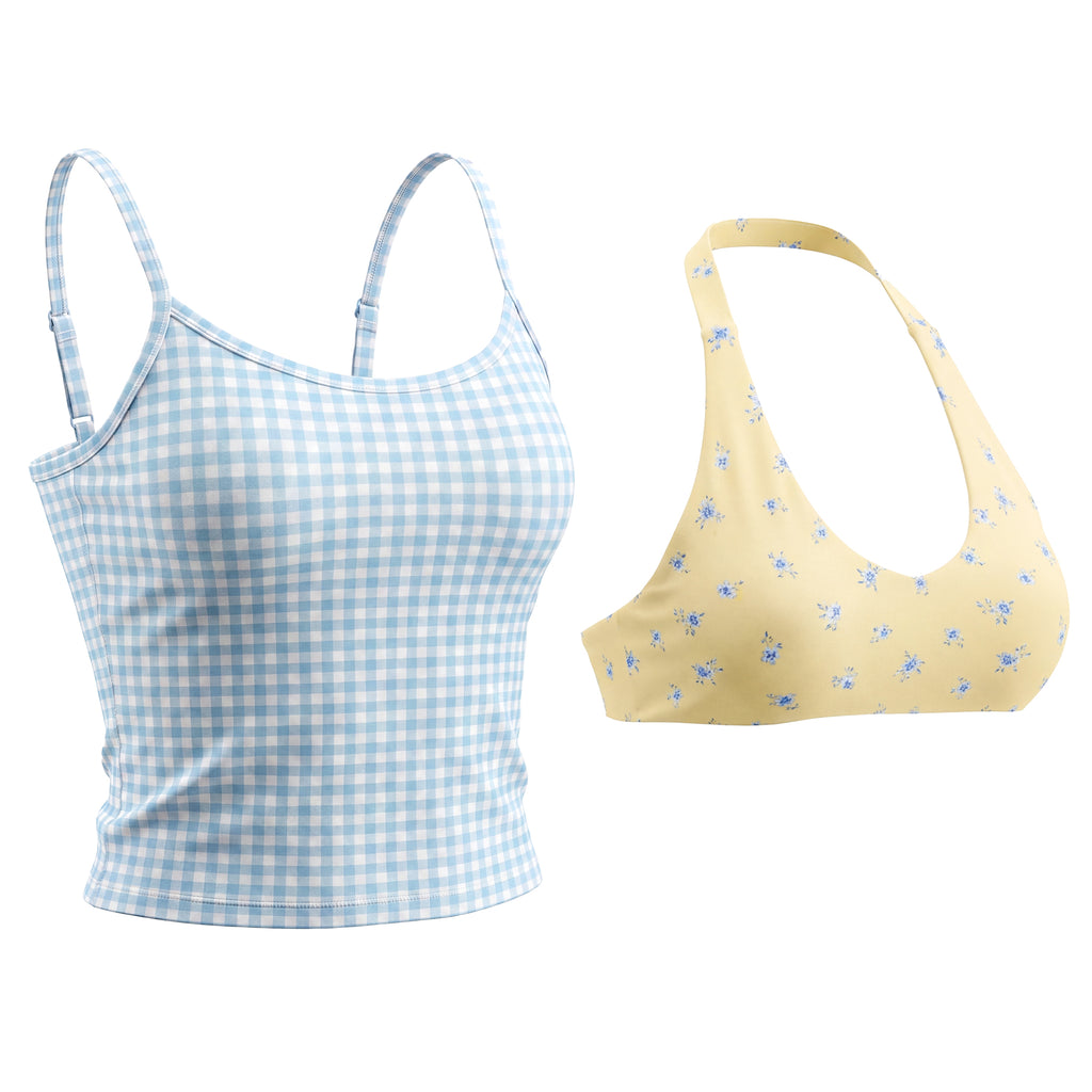 Aoxjox Women's “Dual Core ”Bra & Tank Top Workout 2-Piece Set