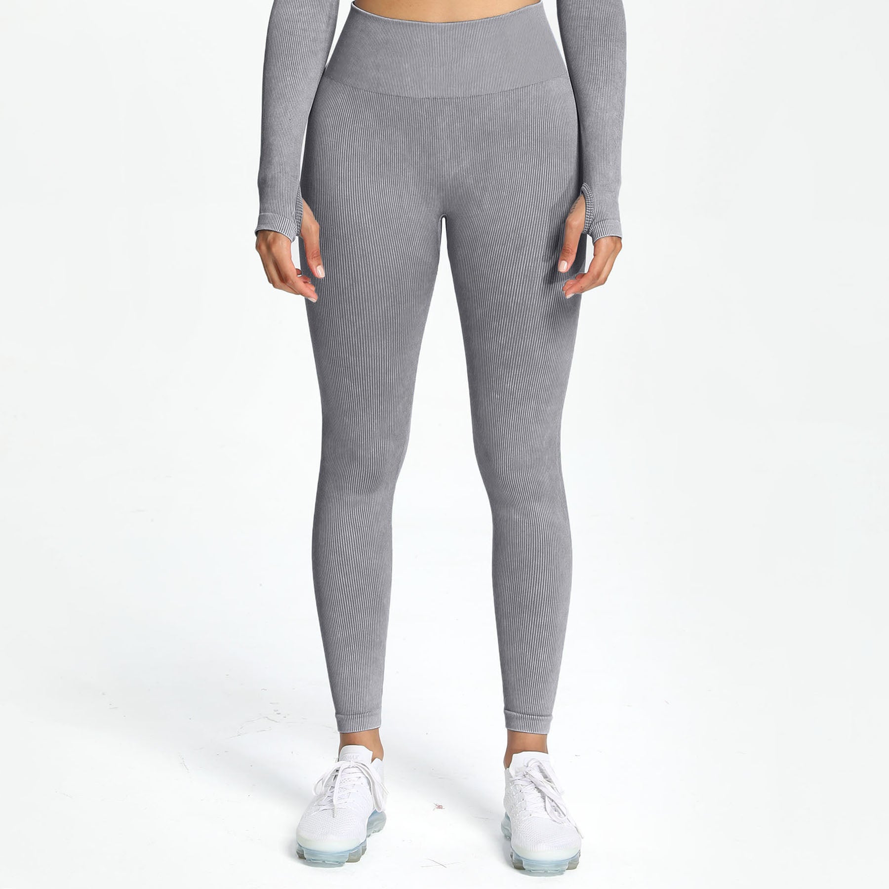 Aoxjox Women's Ribbed Washed Seamless Leggings