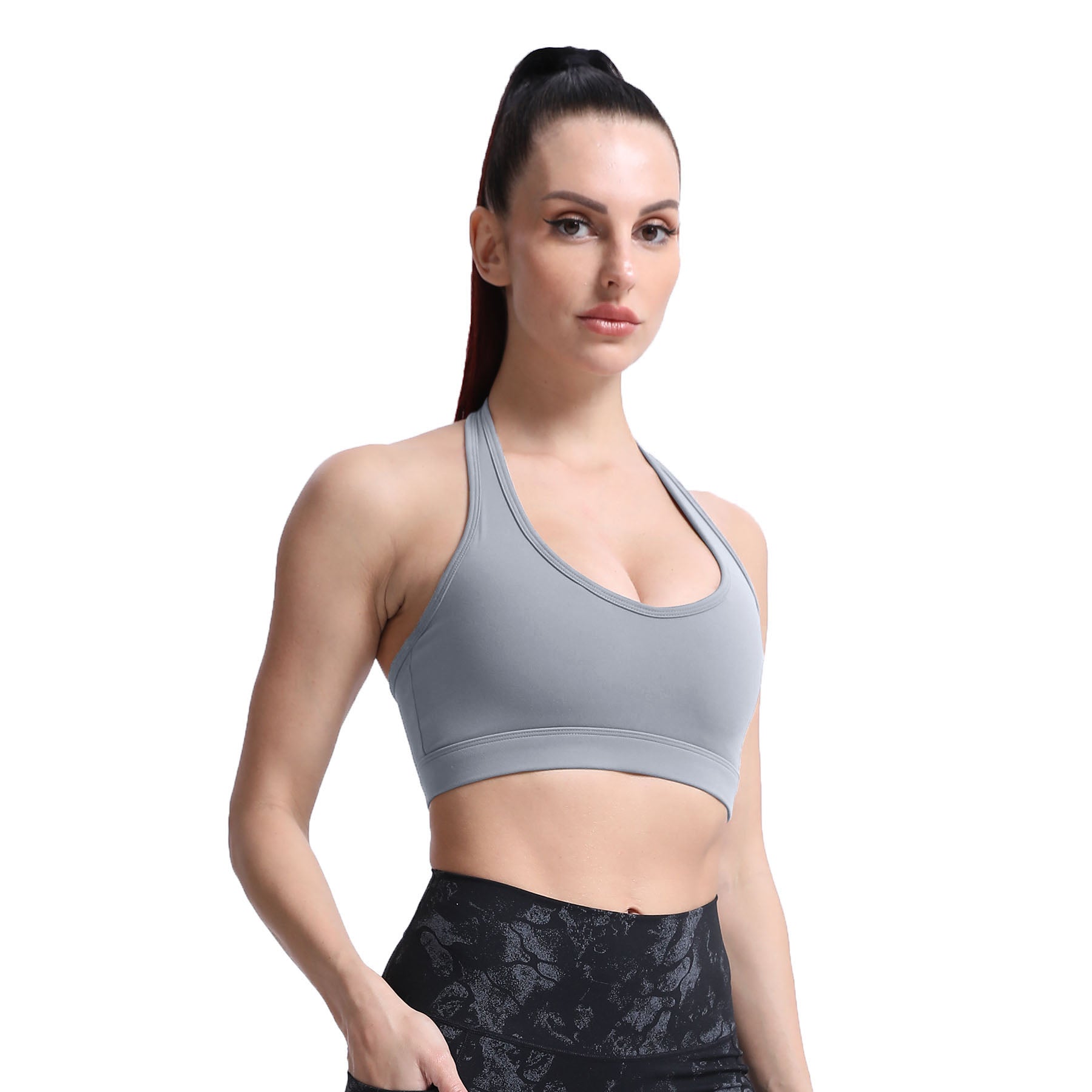 Aoxjox Womens Workout Sports Bras Jamie Deep V Fitness Backless Padded  Training Gym Bra Yoga Crop Tank Top