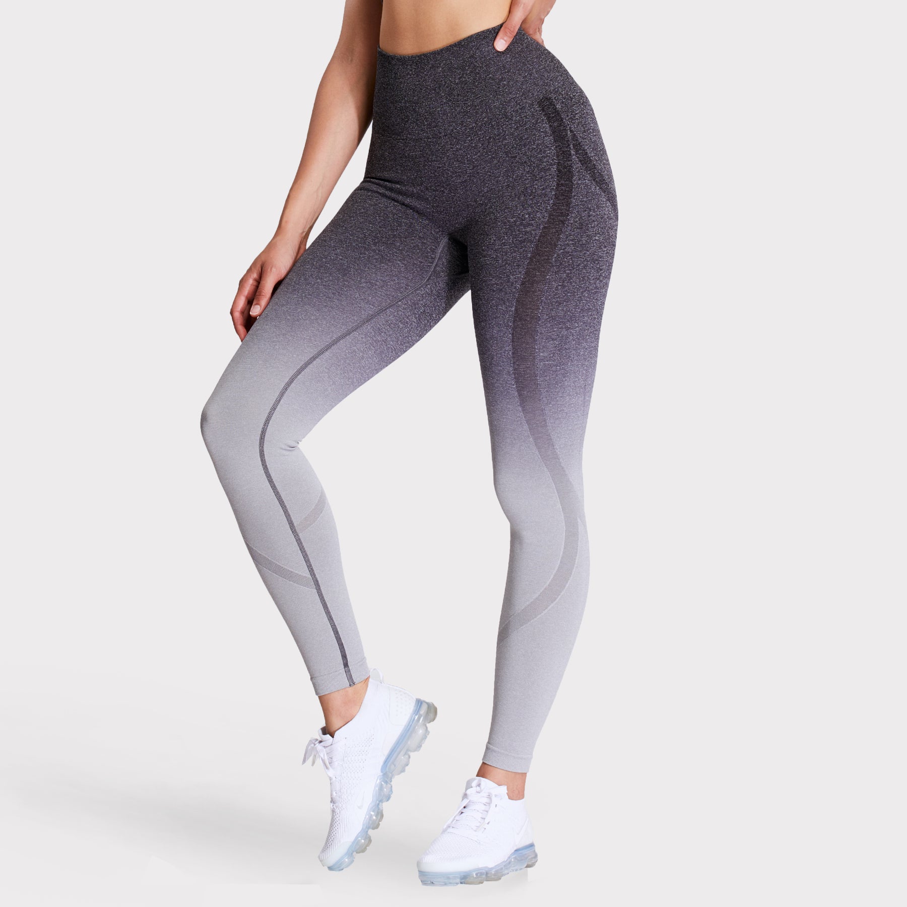 Active Gradient Ombre Fold-Over Waistband Leggings For Sports, Fitness,  Yoga – ICONOFLASH
