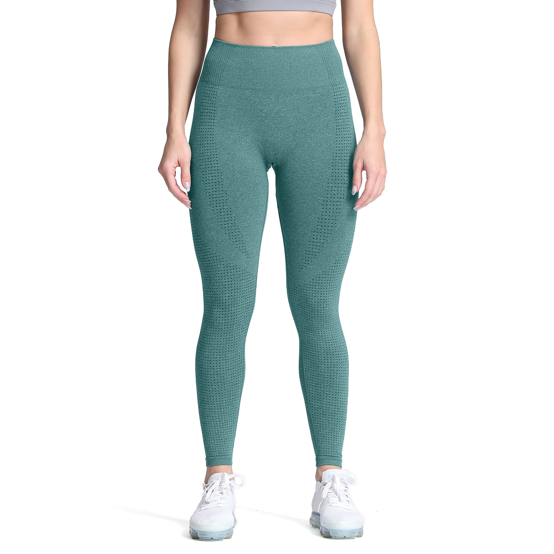 Aoxjox Women's High Waist Workout Gym Vital Seamless Leggings Yoga Pants  (Khaki Marl, Medium), Khaki, Medium 