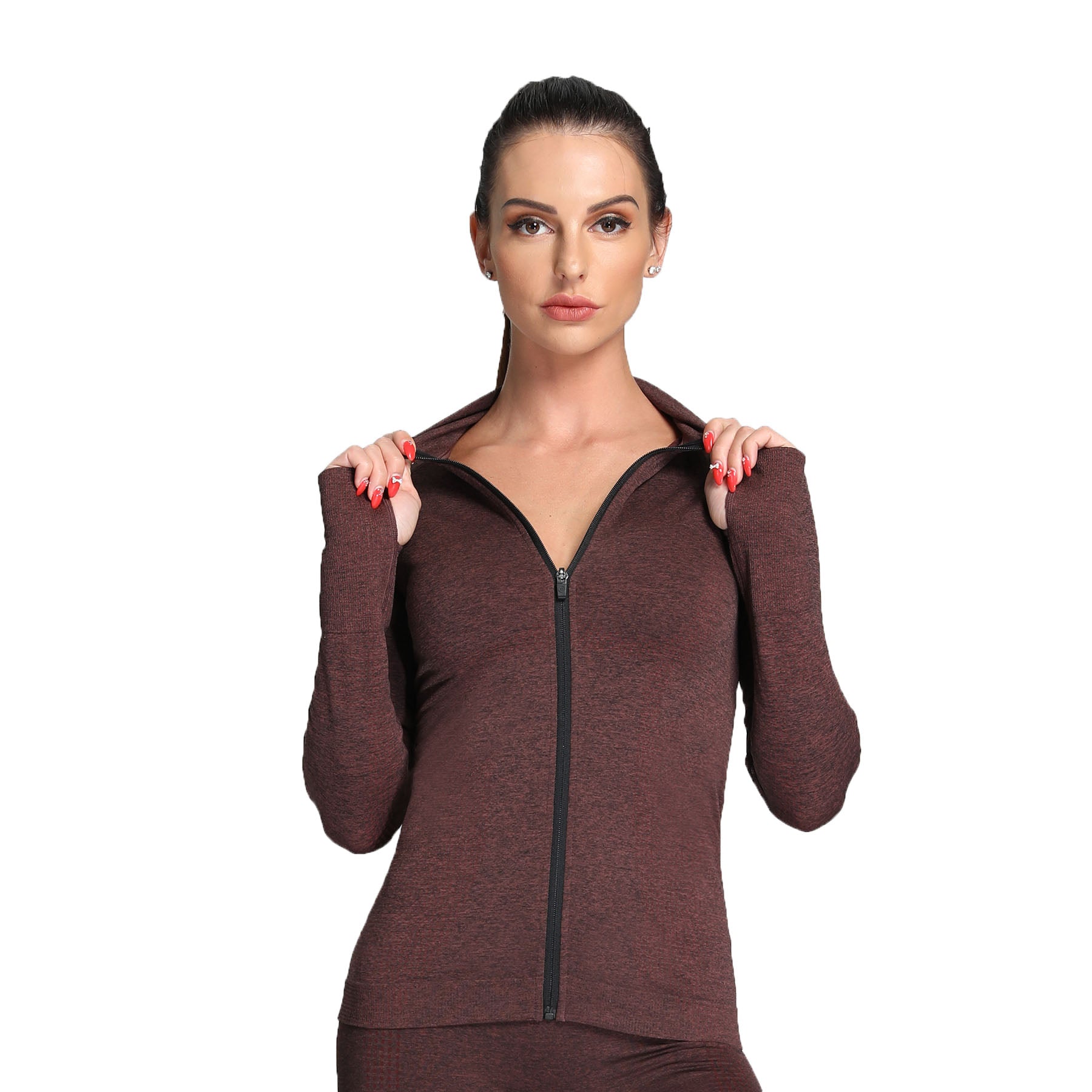 Aoxjox Vital Long Sleeve Full Zip Cropped Top