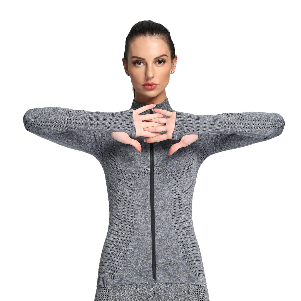 Aoxjox Vital Long Sleeve Full Zip Cropped Top
