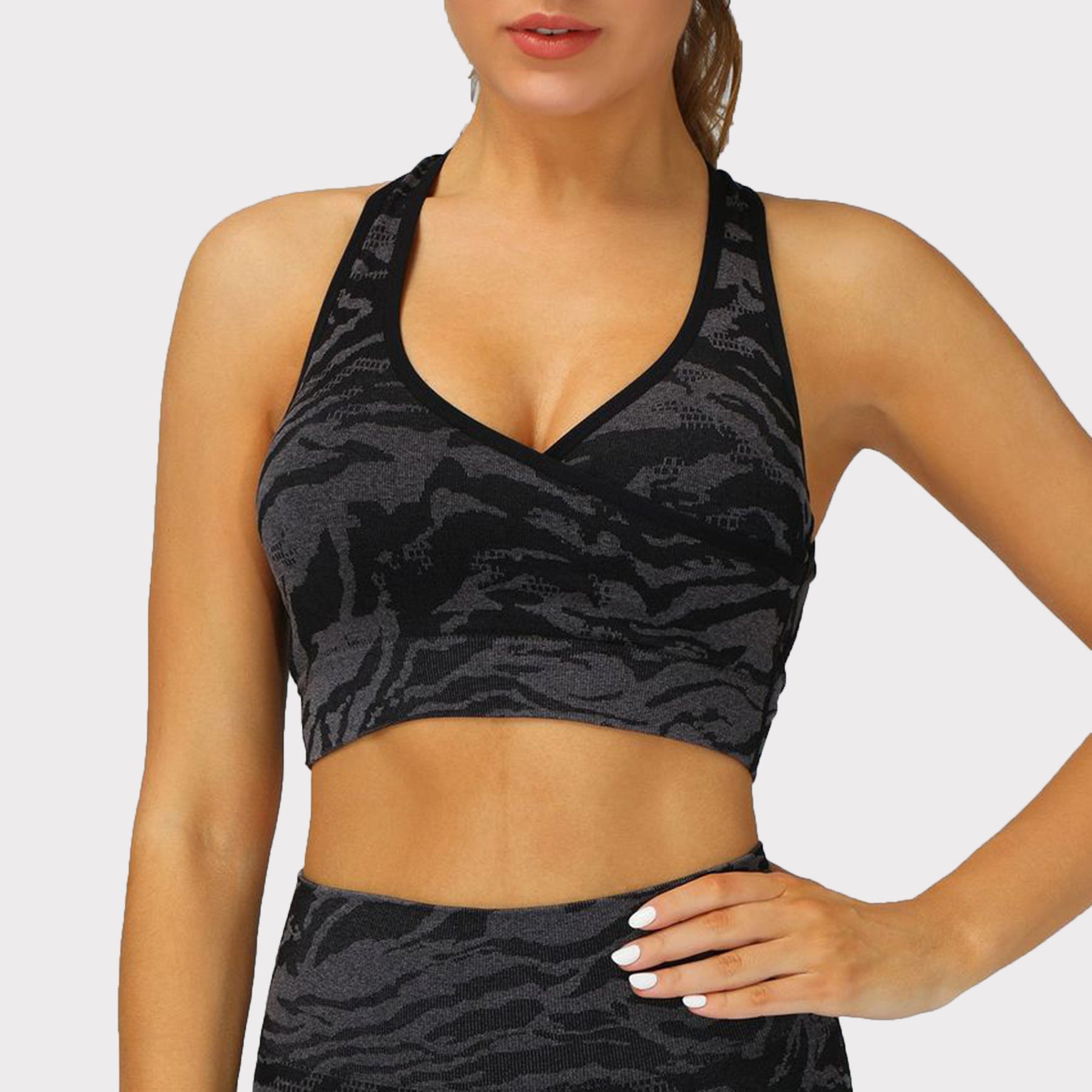Aoxjox Women's Adapt Animal Zebra Long crop Top