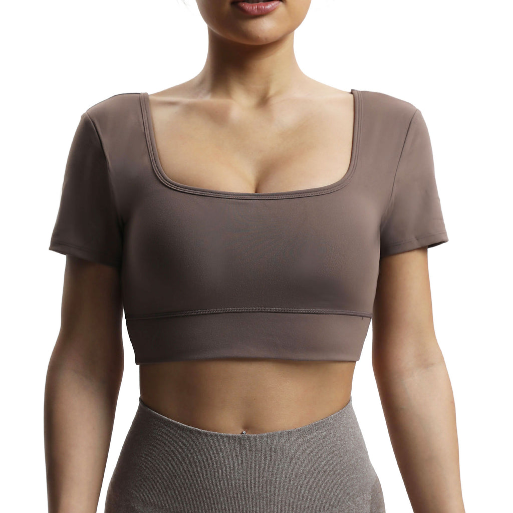 Aoxjox "Nancy"  V-Back Short-sleeved Crop Top