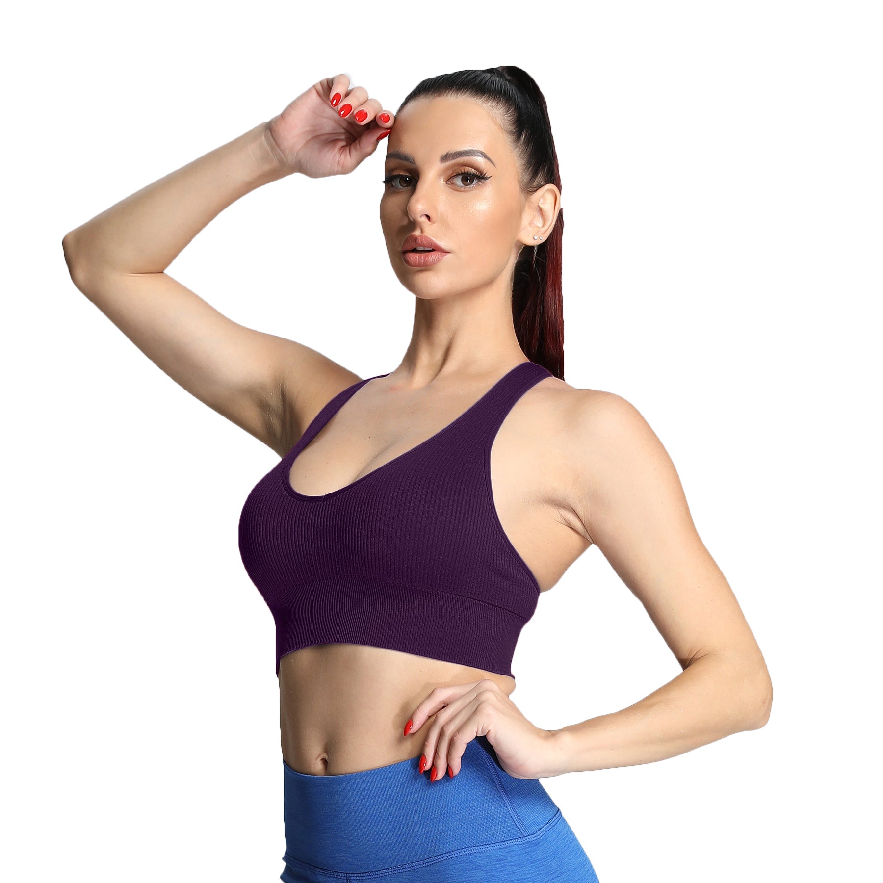 Aoxjox Ribbed Seamless Sports Bras
