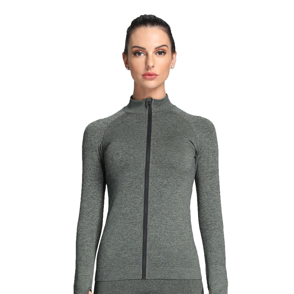 Aoxjox Vital Long Sleeve Full Zip Cropped Top