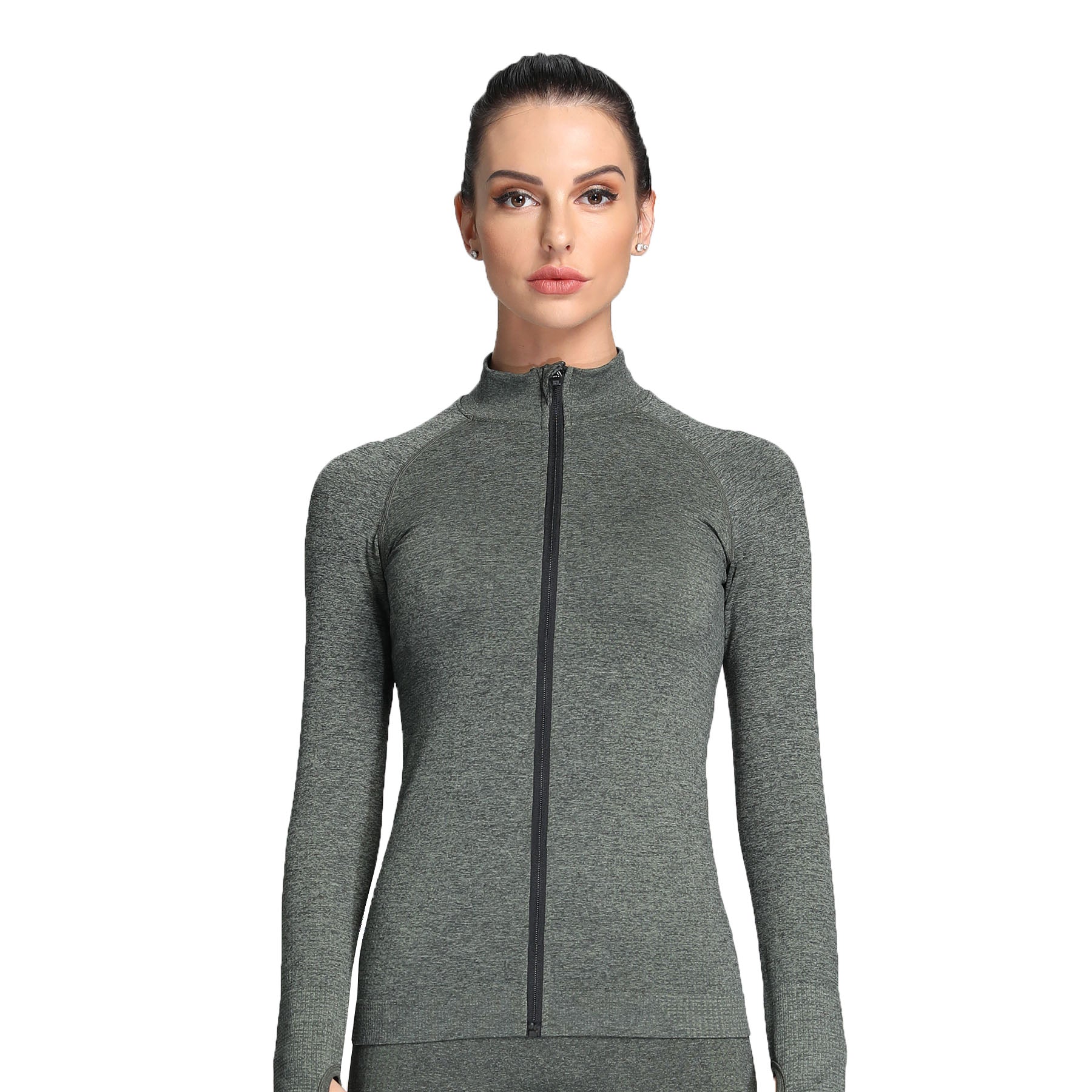 Aoxjox Vital Long Sleeve Full Zip Cropped Top