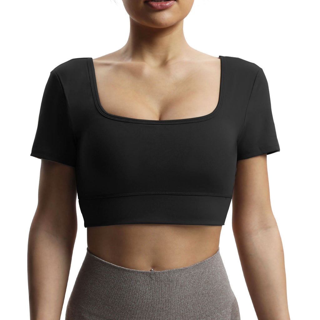 Aoxjox "Nancy"  V-Back Short-sleeved Crop Top