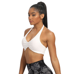 Aoxjox Women's Workout Sports Bras Fitness Padded Backless Small, 1 White