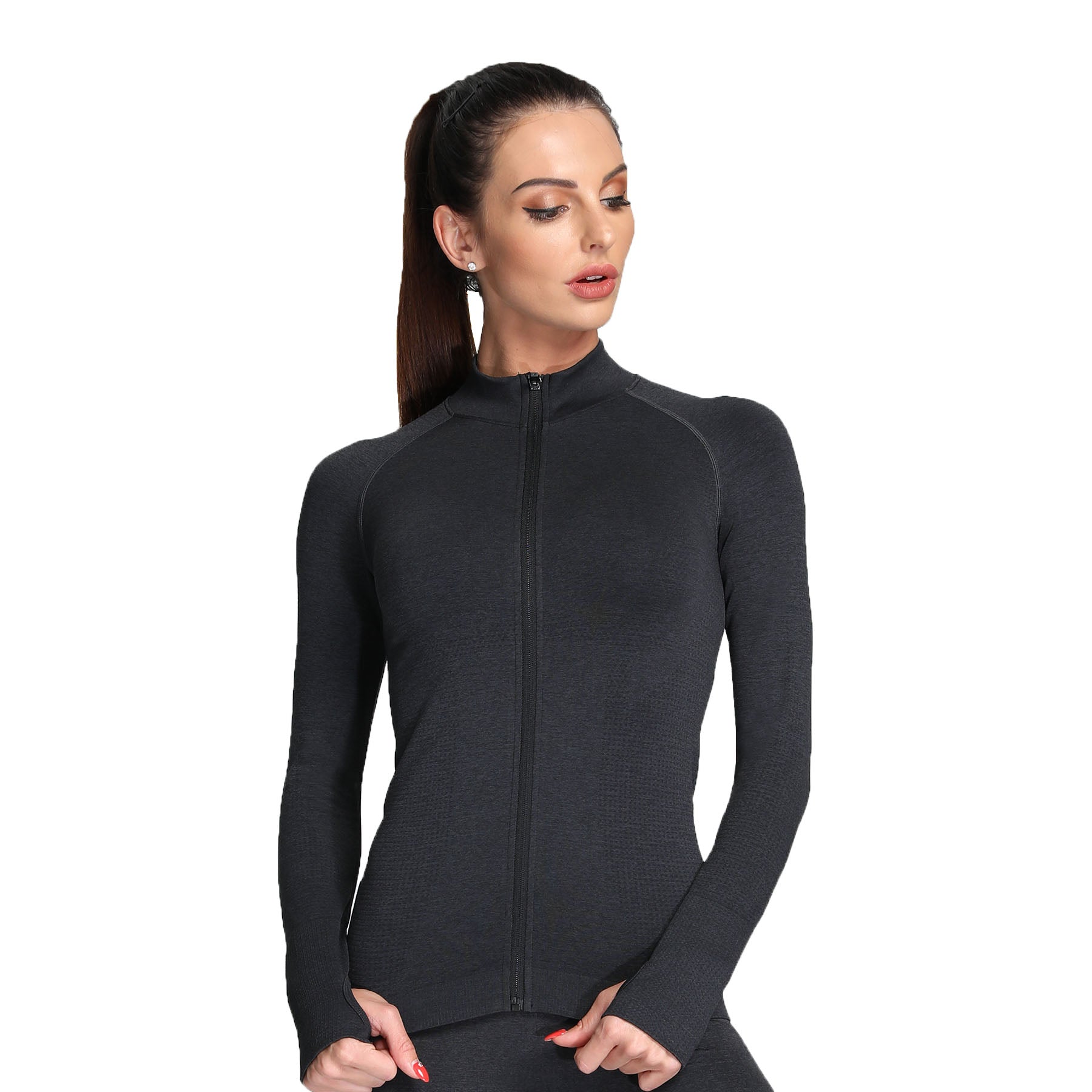 Aoxjox Vital Long Sleeve Full Zip Cropped Top