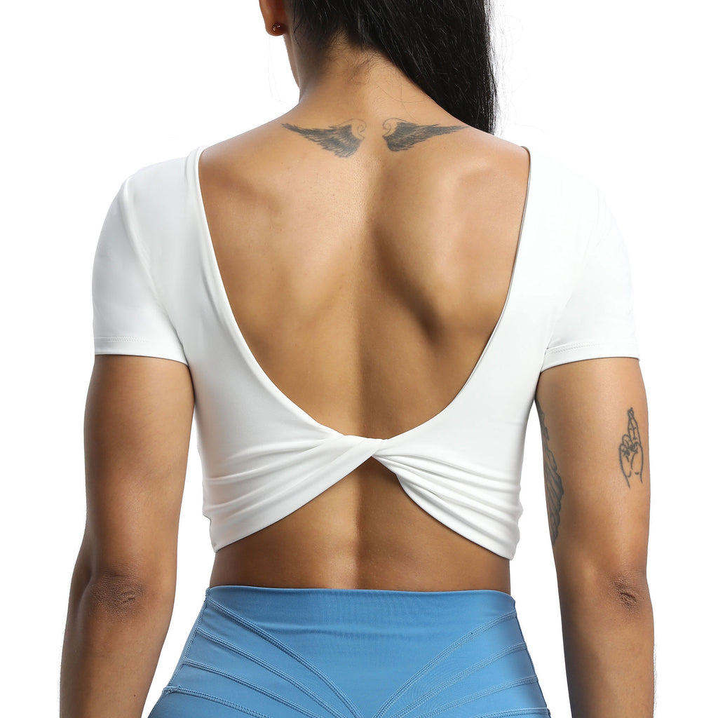 Aoxjox "Emma" Short Sleeve Twist Back Top