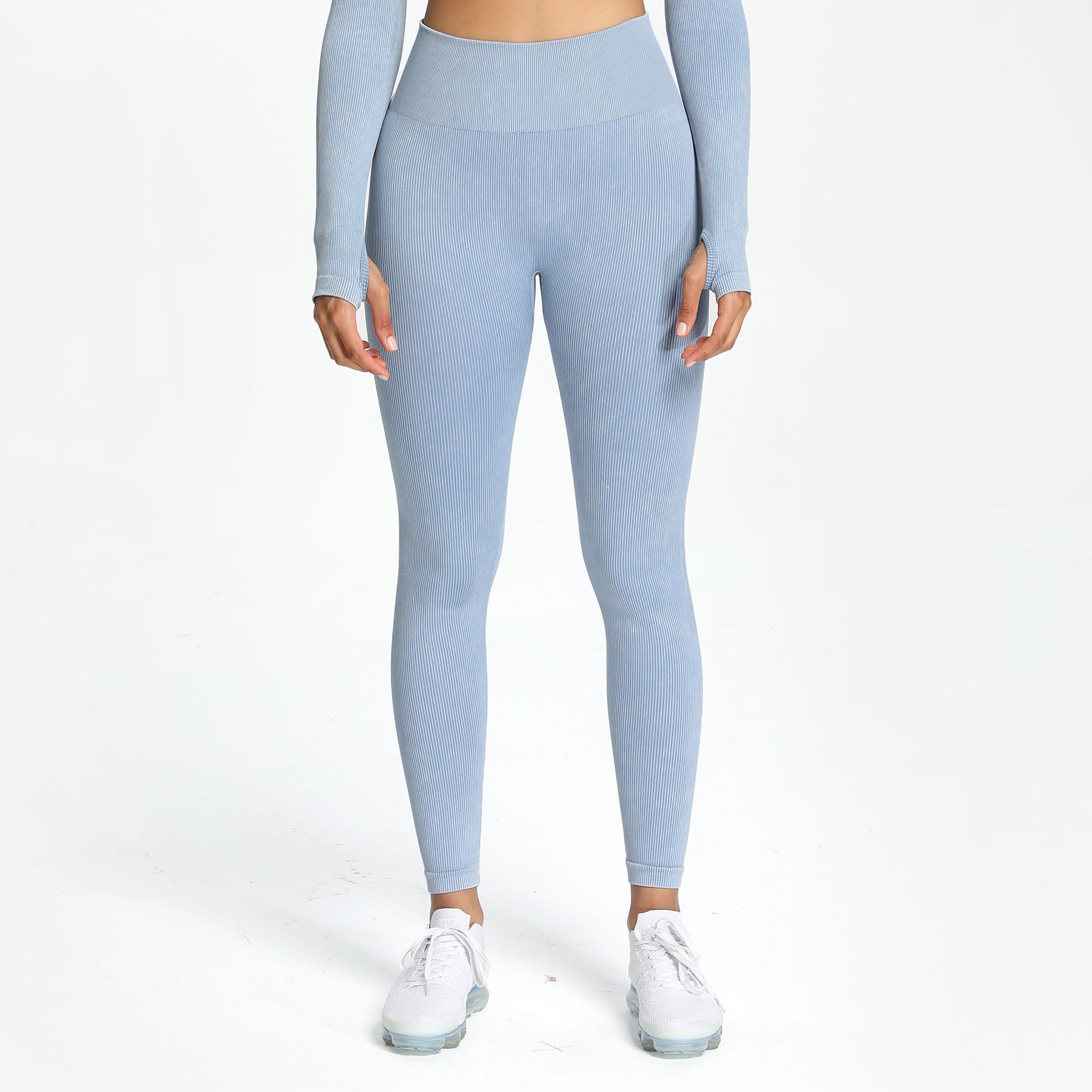 Aoxjox Women's Ribbed Washed Seamless Leggings