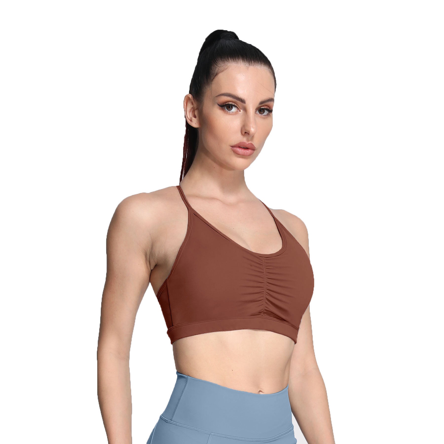 Aoxjox Strappy Ruched Crossover Bra