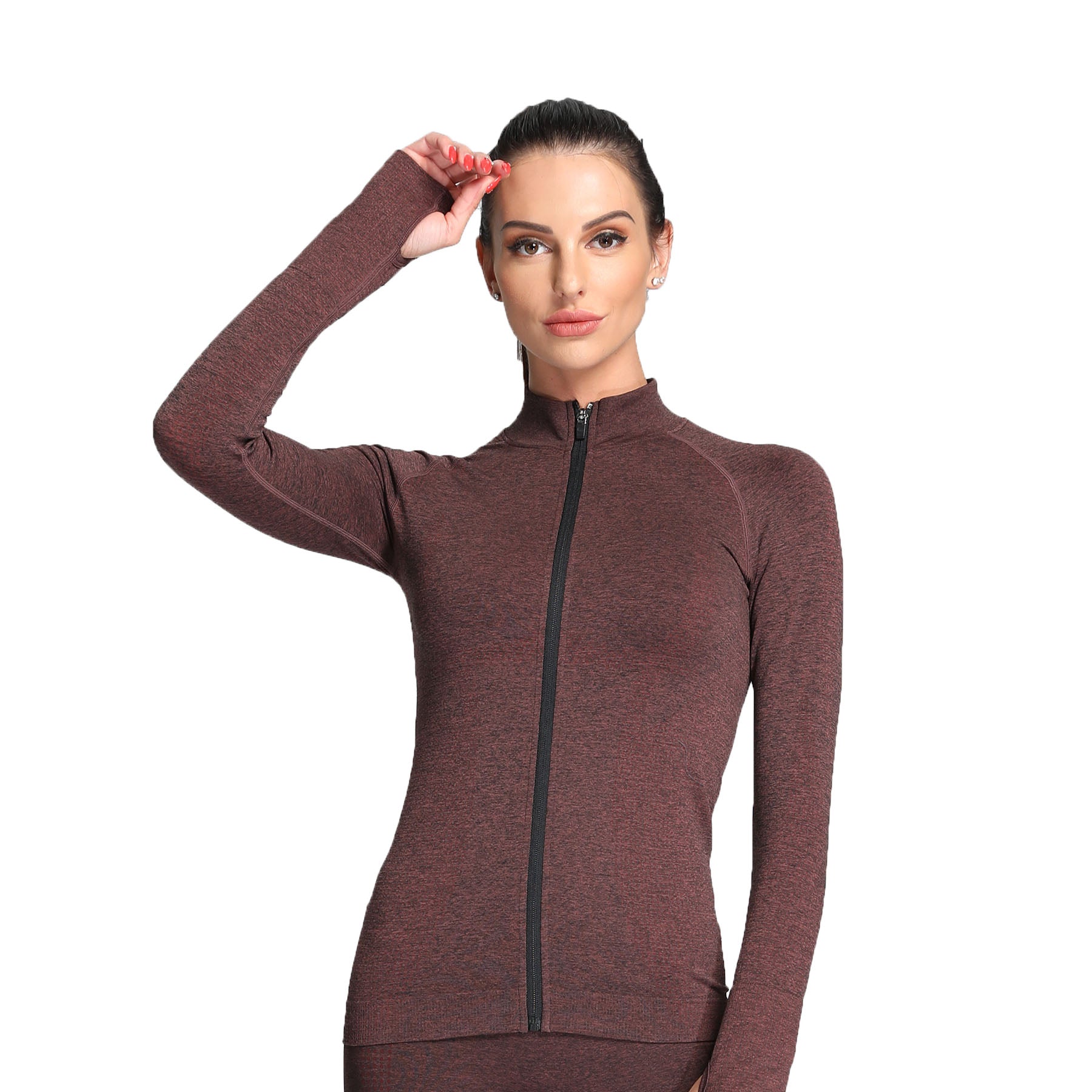 Aoxjox Vital Long Sleeve Full Zip Cropped Top