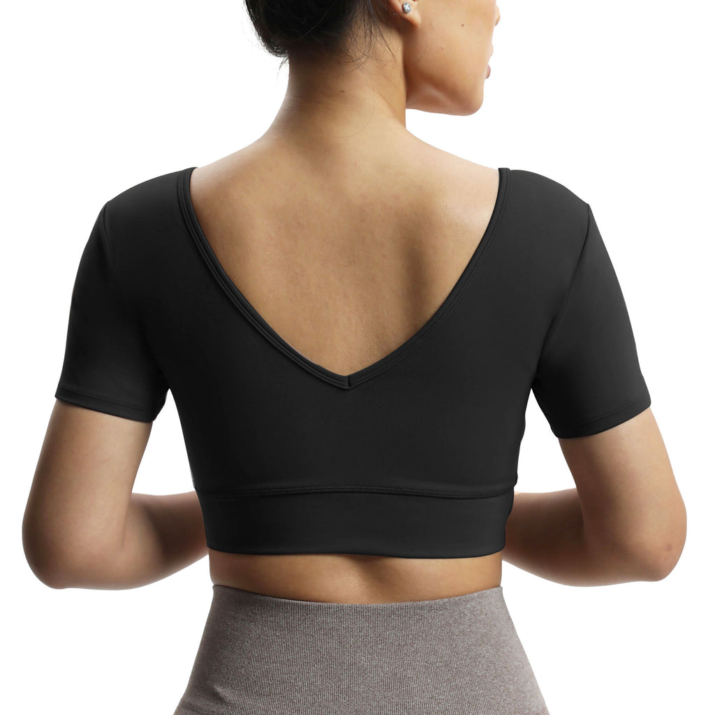 Aoxjox "Nancy"  V-Back Short-sleeved Crop Top