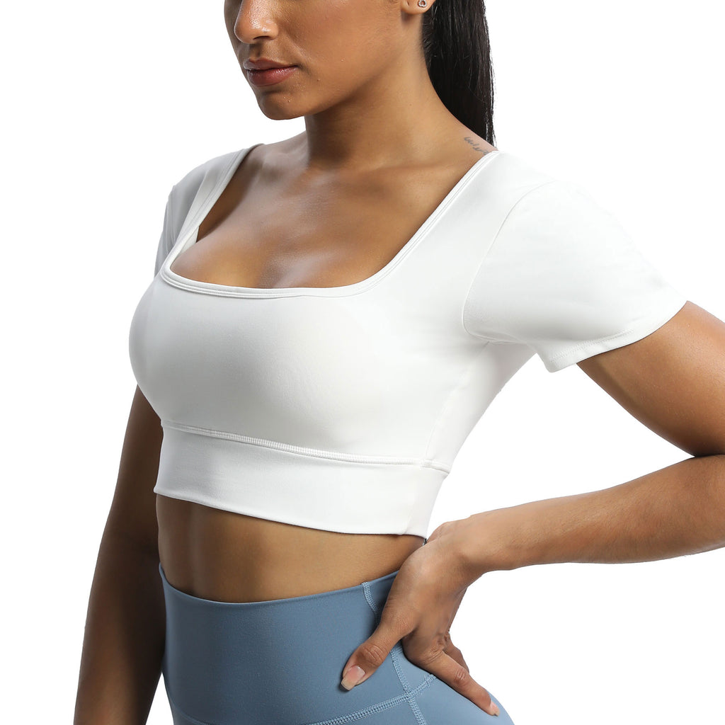 Aoxjox "Nancy"  V-Back Short-sleeved Crop Top