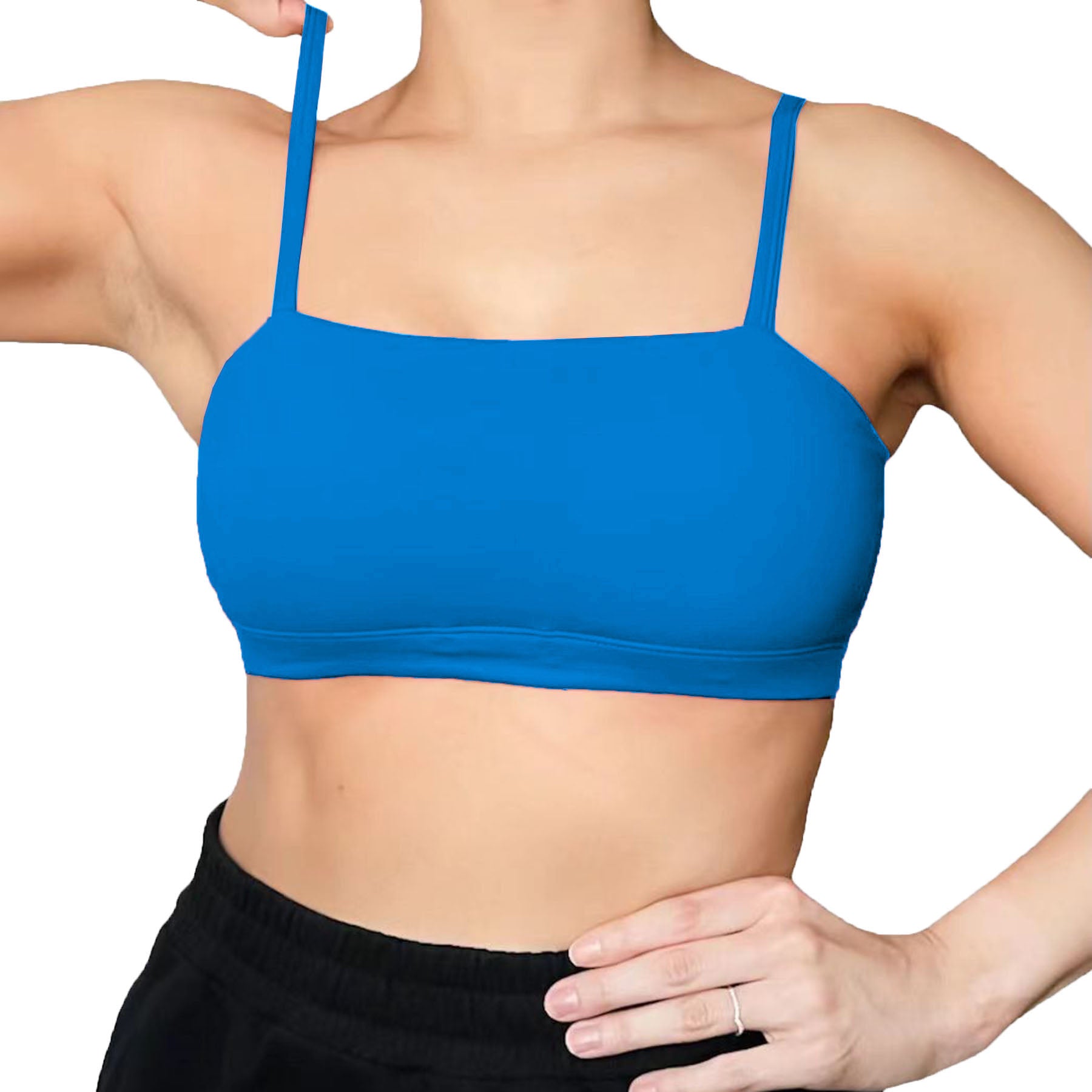 DENGDENG Seamless Comfort Strapless Tops for Women Solid Padded Wireless  Bandeau Sports Bra 