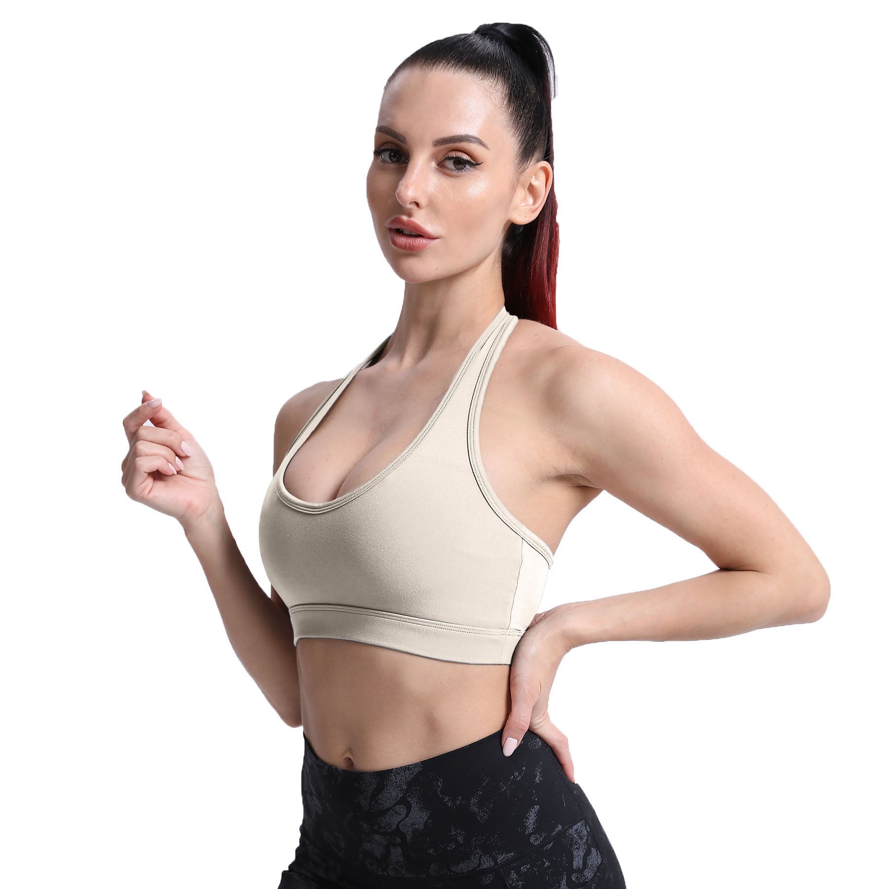Aoxjox Womens Workout Sports Bras Fitness Backless Padded Ivy Low Impact  Bra Yoga Crop Tank Top
