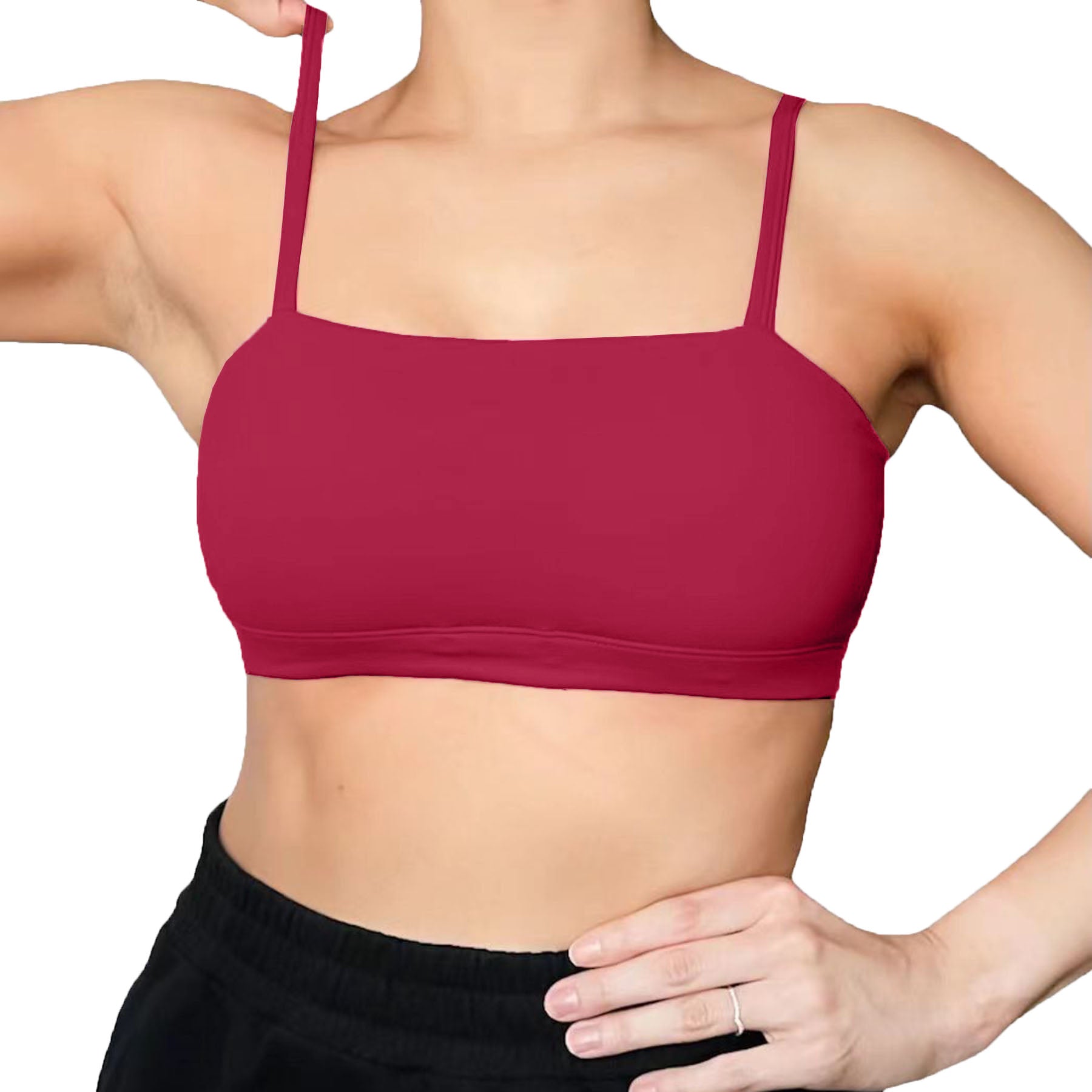 NENOKED Women Padded Strapless Bandeau Sports Bra Workout Slim Fit Backless  Wireless Support Seamless Bandeau Top Apricot at  Women's Clothing  store