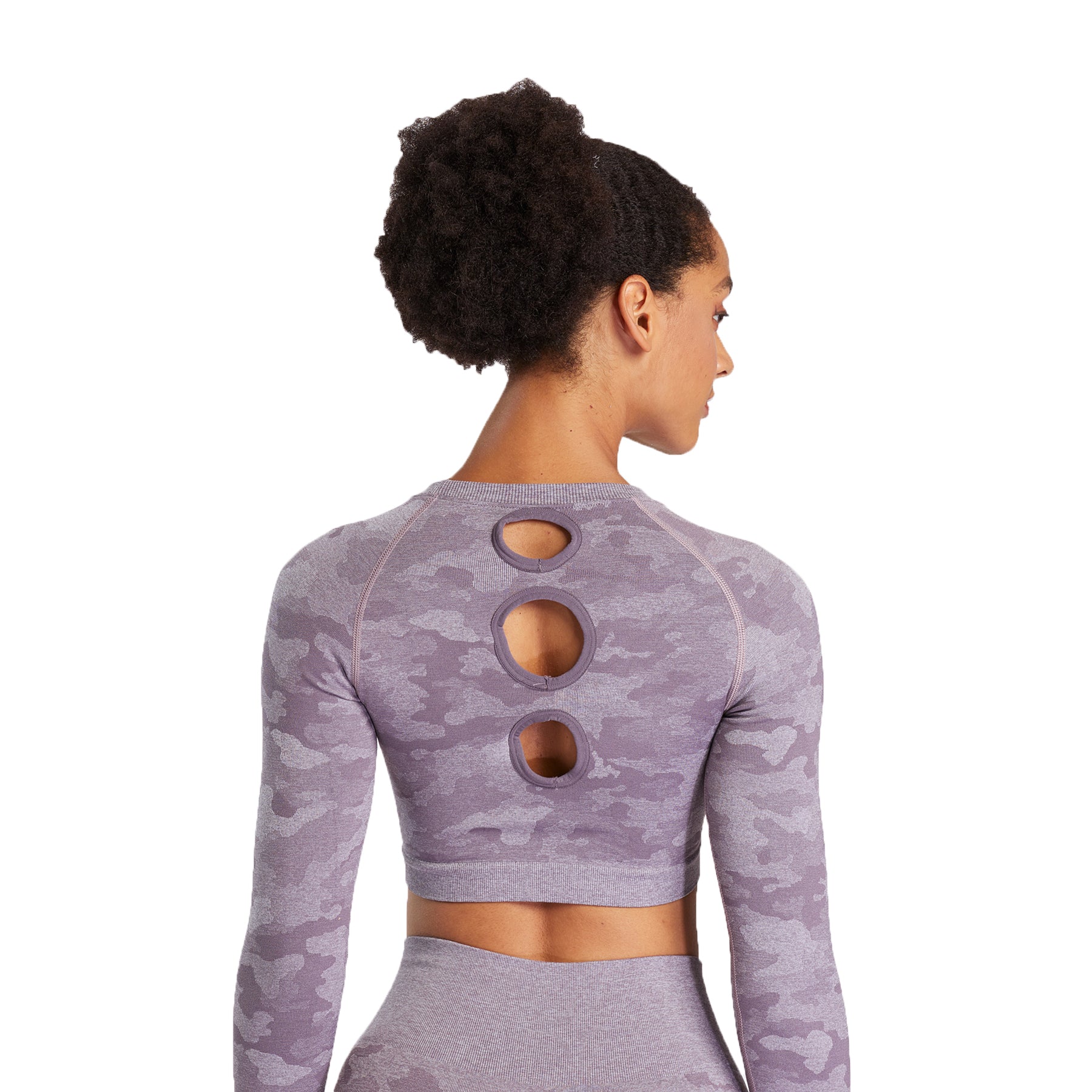 Aoxjox Seamless Camo Long Sleeve Crop Top