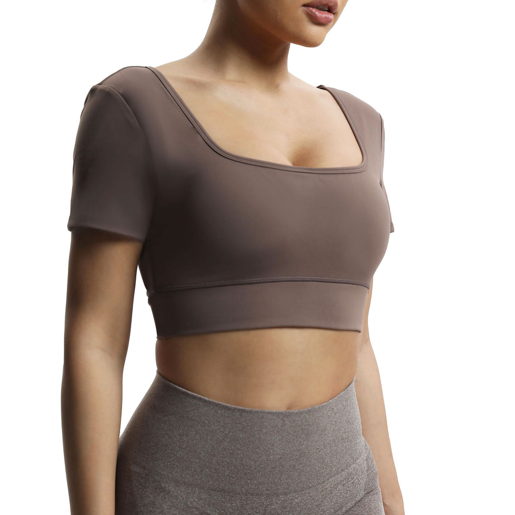 Aoxjox "Nancy"  V-Back Short-sleeved Crop Top