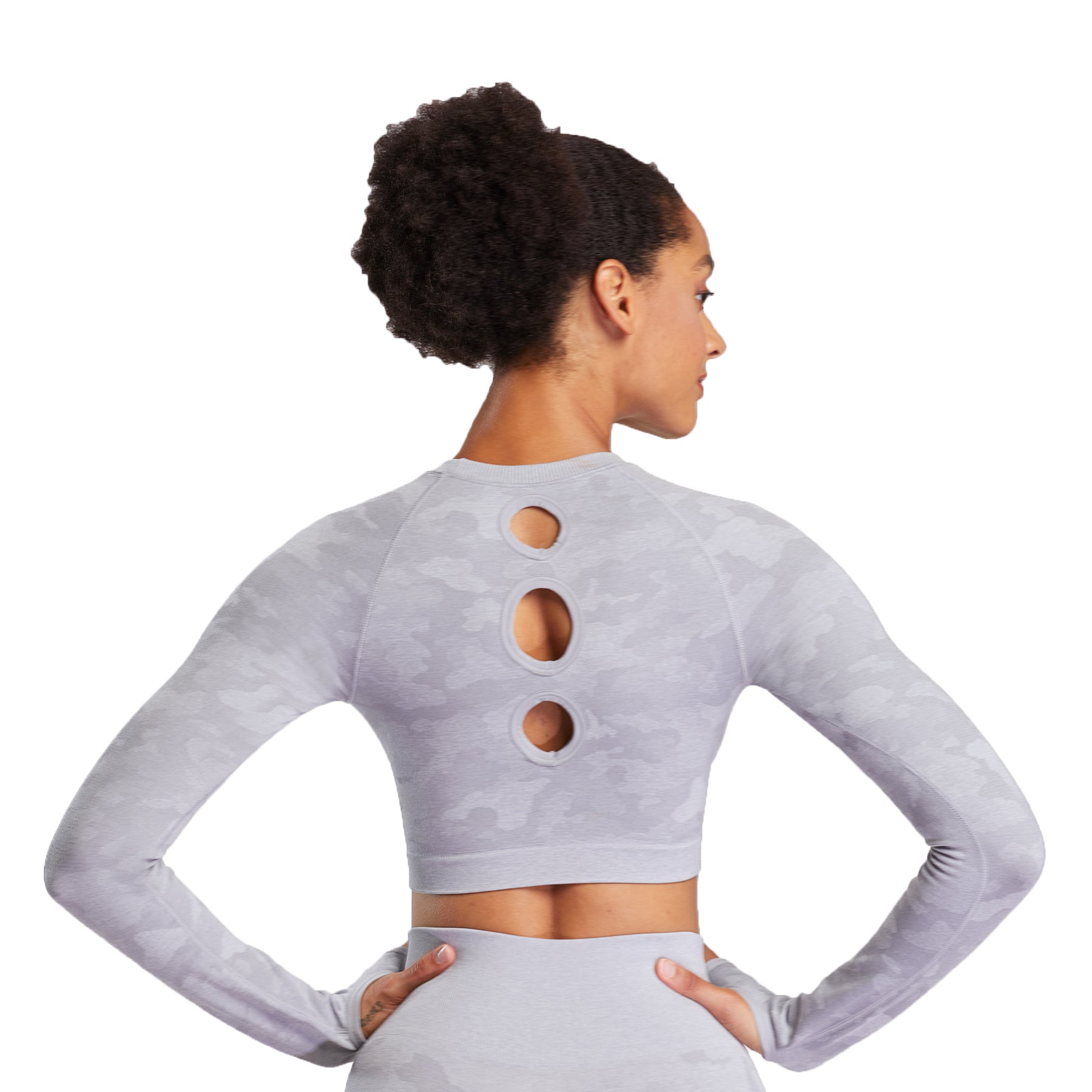 Aoxjox Seamless Camo Long Sleeve Crop Top