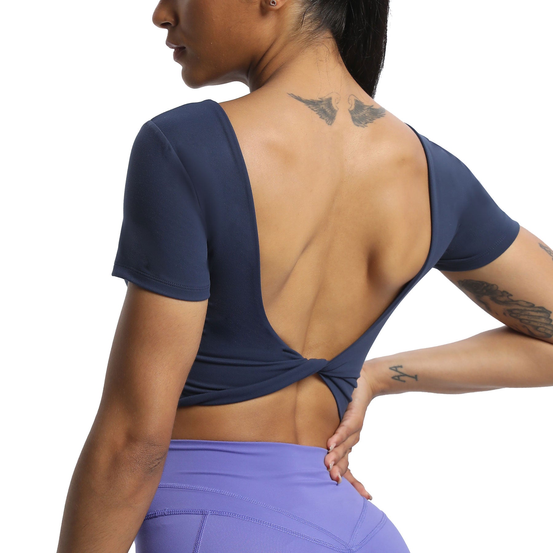 Aoxjox "Emma" Short Sleeve Twist Back Top