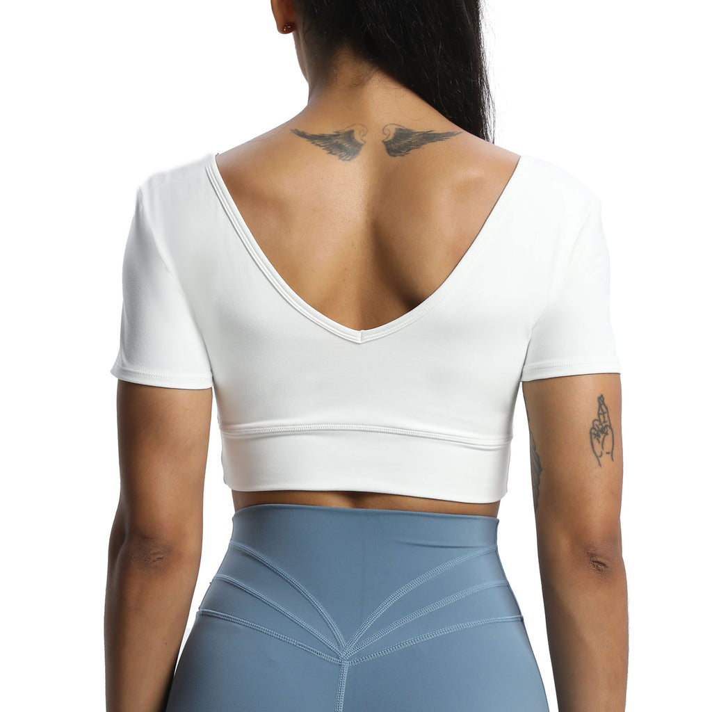 Aoxjox "Nancy"  V-Back Short-sleeved Crop Top