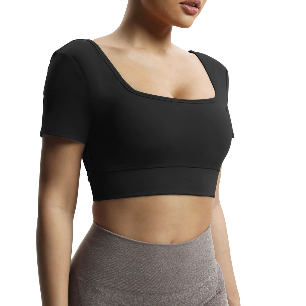 Aoxjox "Nancy"  V-Back Short-sleeved Crop Top