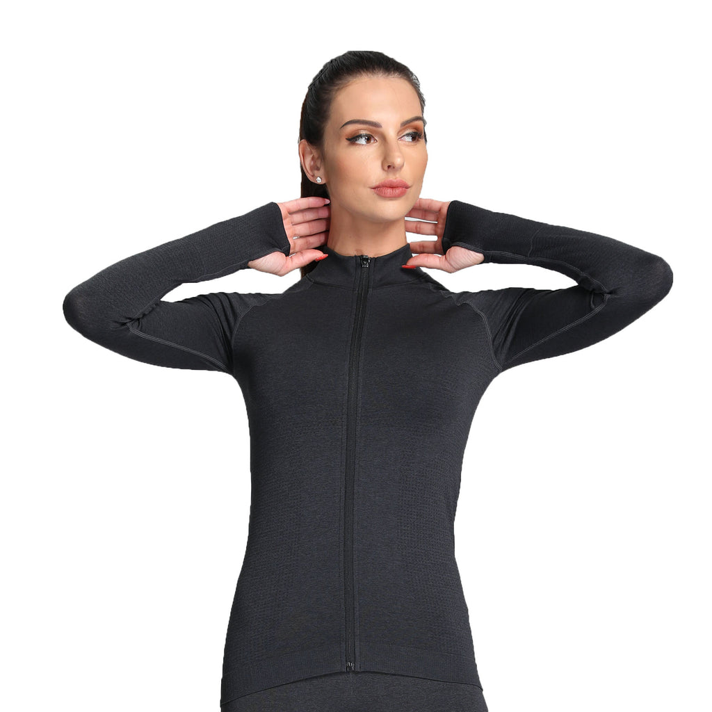 Aoxjox Vital Long Sleeve Full Zip Cropped Top