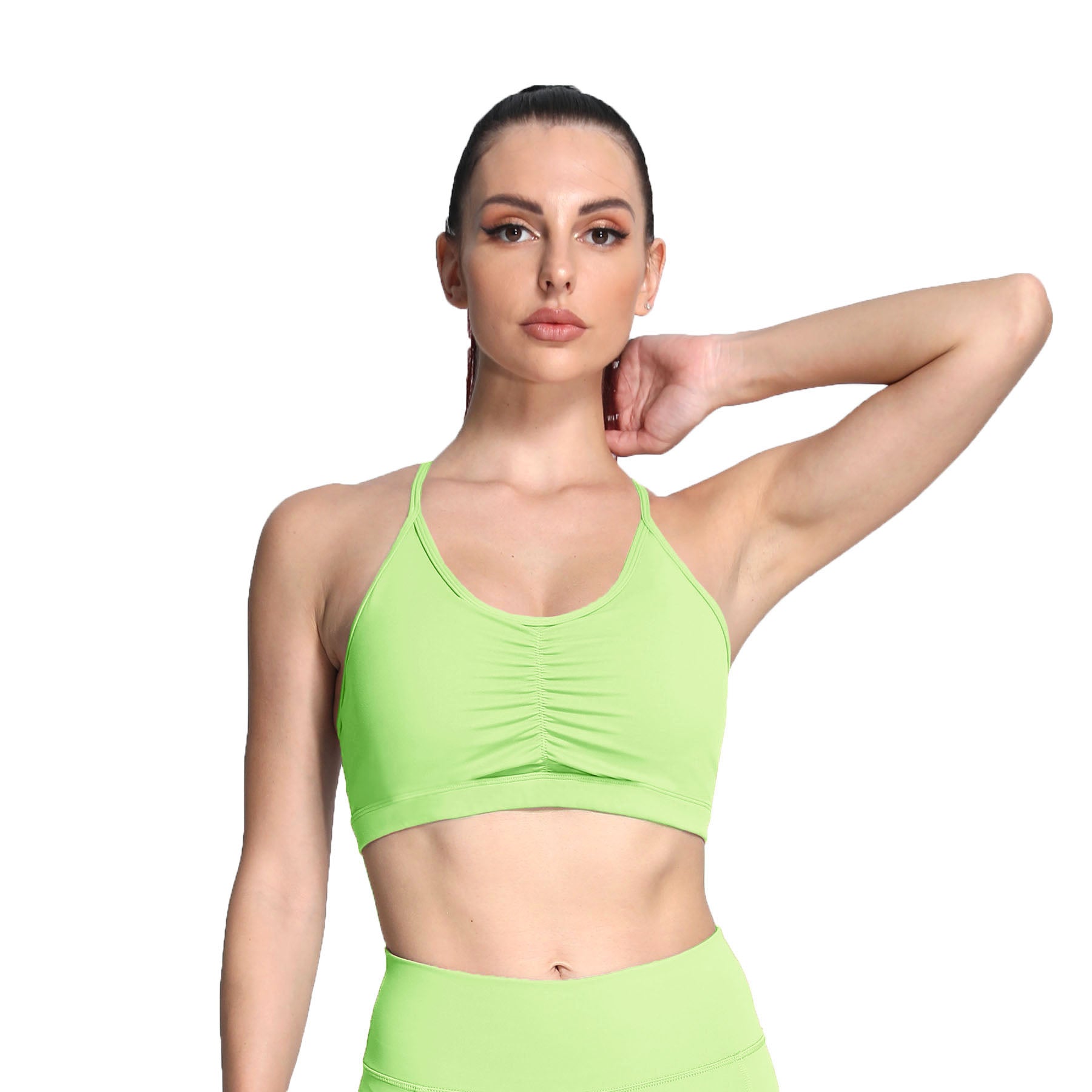 $50 Onzie Women's Green Chic Maximum Support Strappy Sports Bra