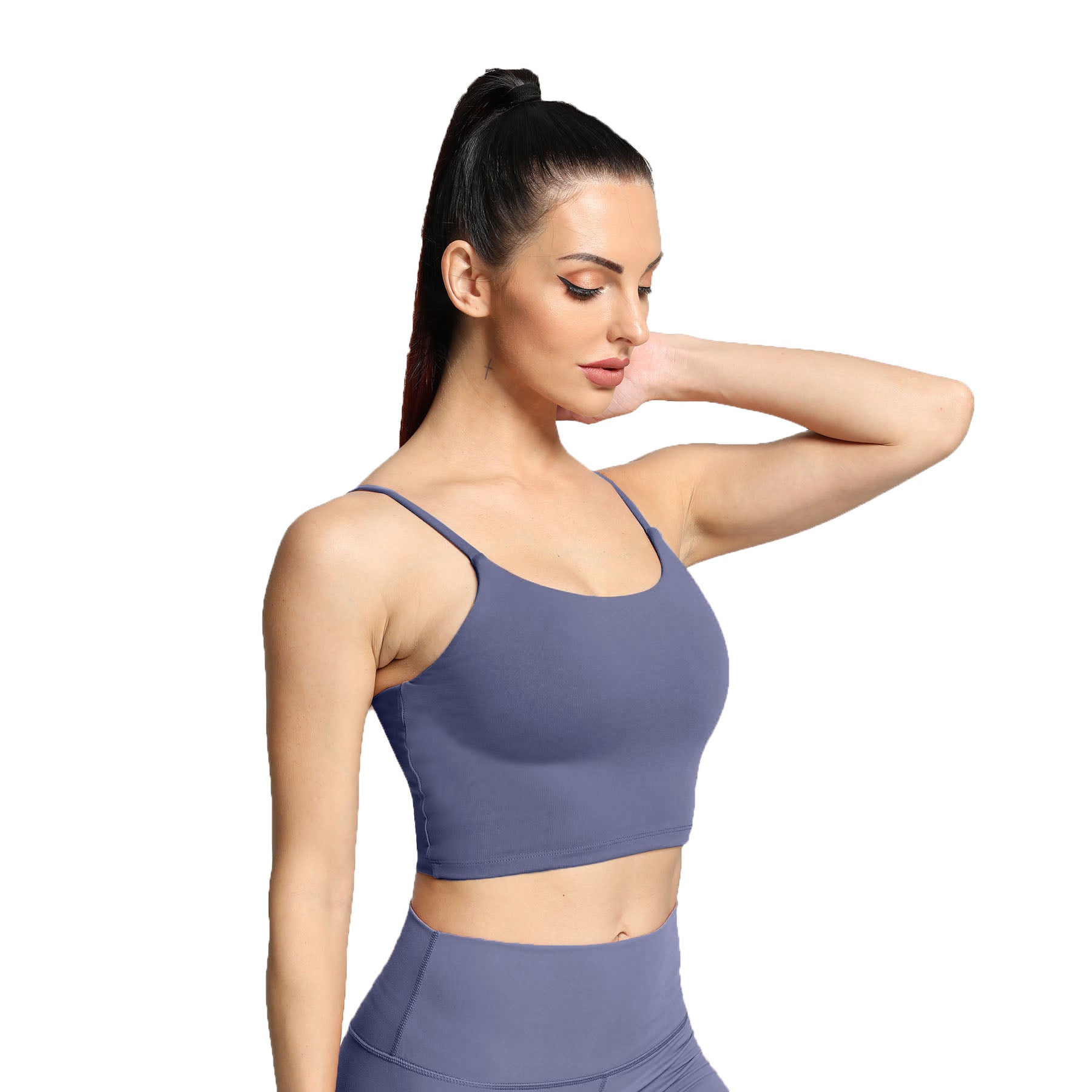 Aoxjox Buttery Soft Solid Color Sports Bra Crop Top