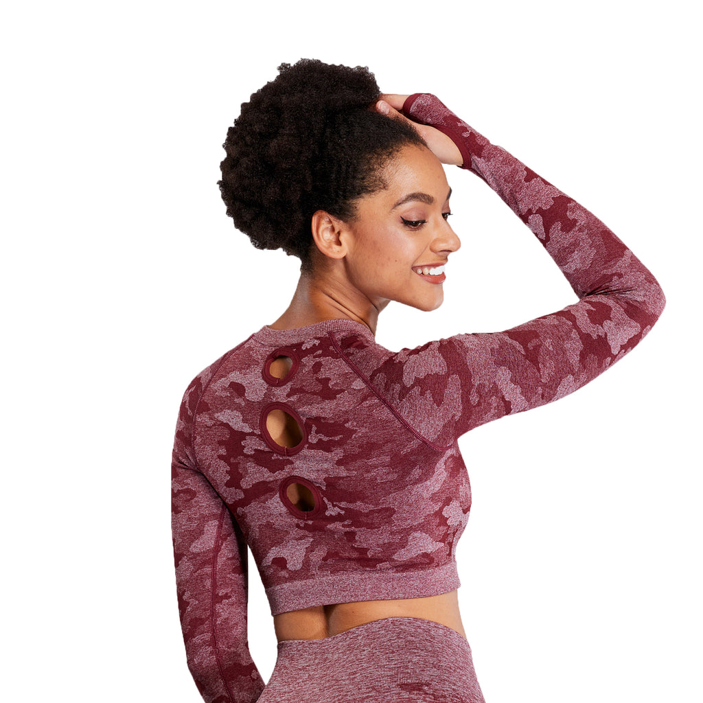 Aoxjox Camo Seamless Long Sleeve Crop