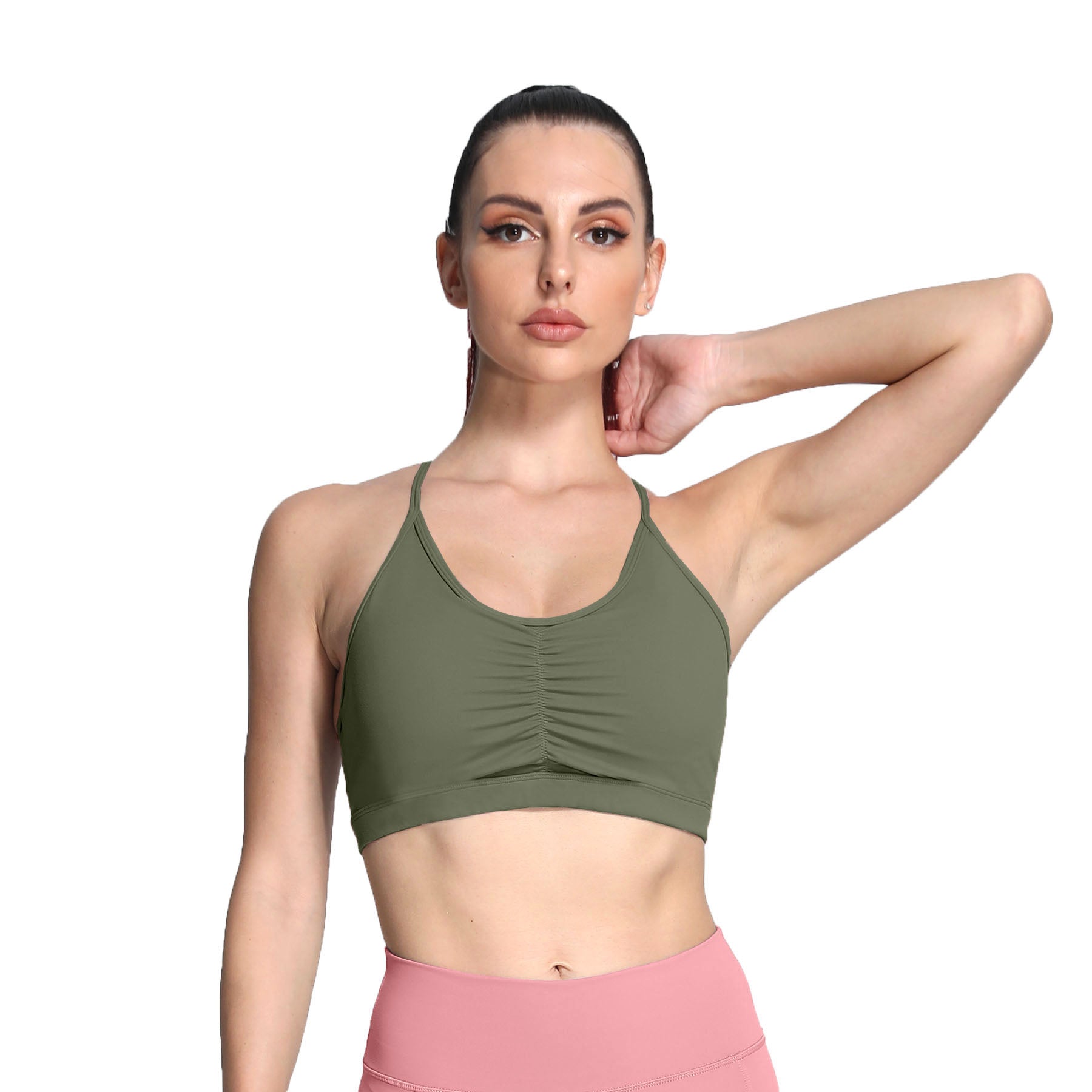 Aoxjox Strappy Ruched Crossover Bra
