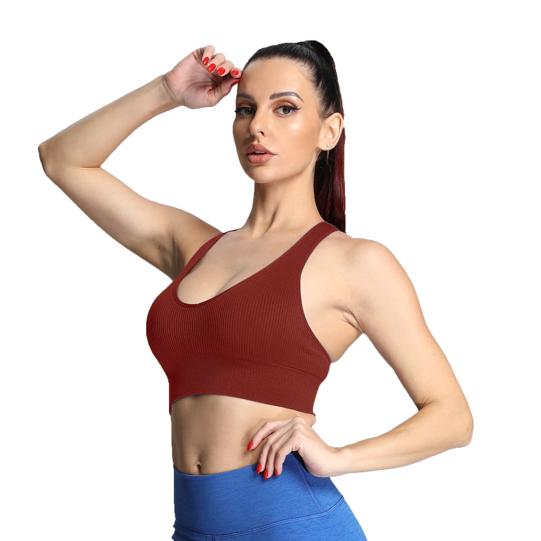 Aoxjox Ribbed Seamless Sports Bras