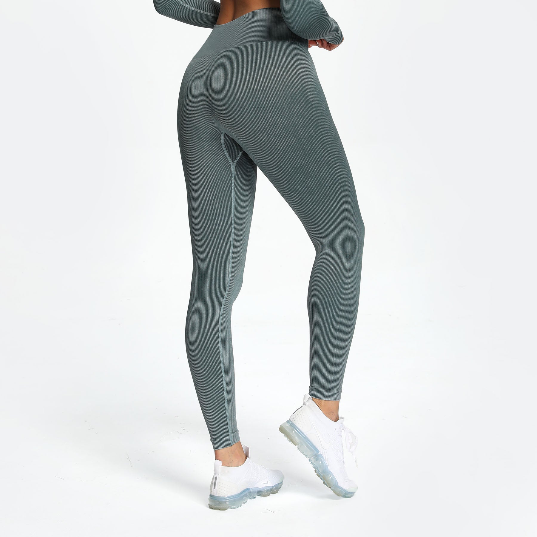 Aoxjox Women's Ribbed Washed Seamless Leggings