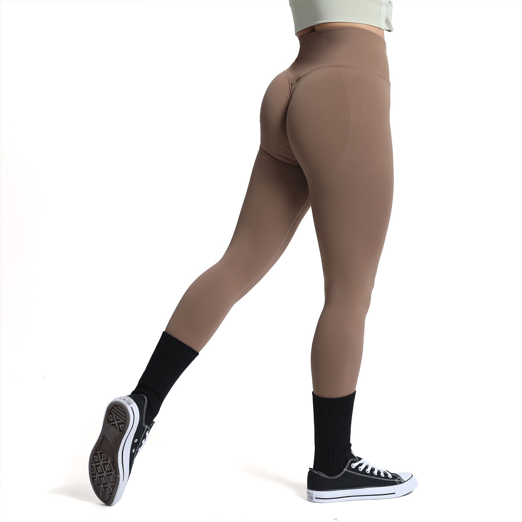 Aoxjox Butt Lifting Workout Leggings Scrunch Panel High Waisted