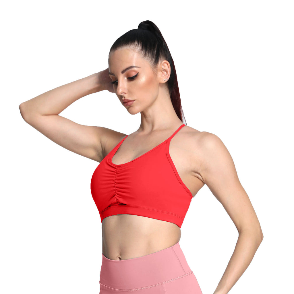 Aoxjox Strappy Ruched Crossover Bra