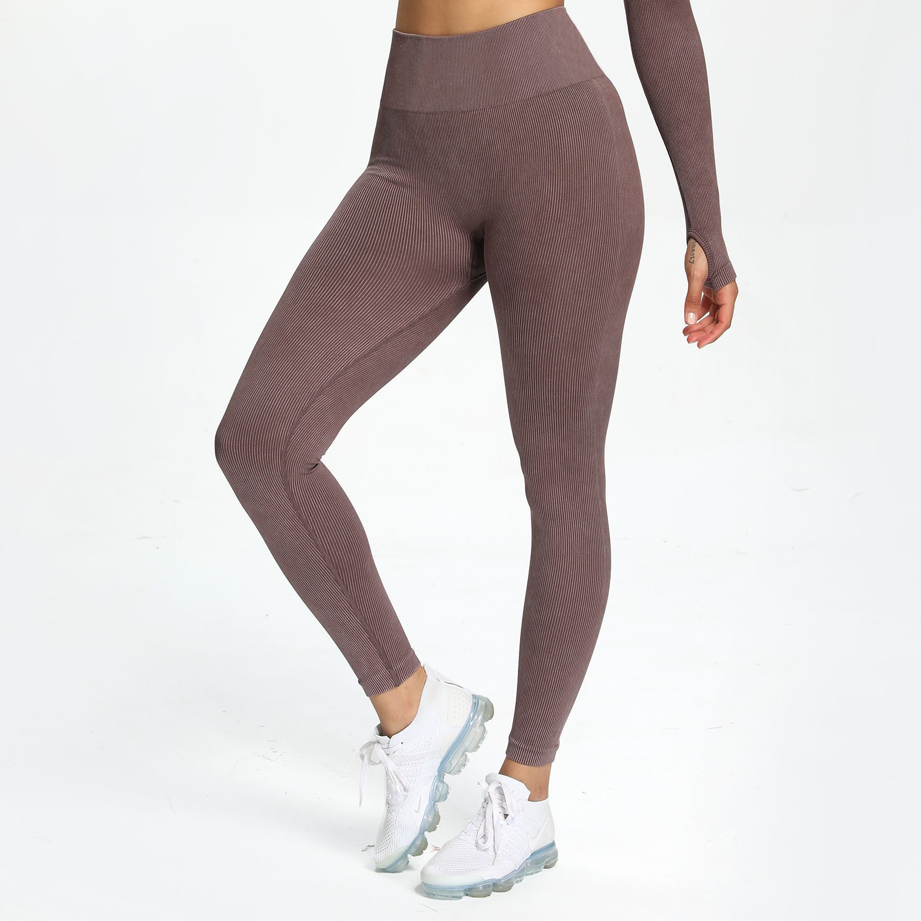 Aoxjox Women's Ribbed Washed Seamless Leggings