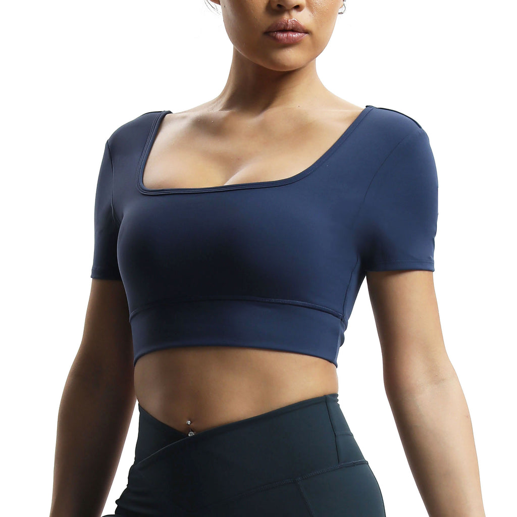 Aoxjox "Nancy"  V-Back Short-sleeved Crop Top