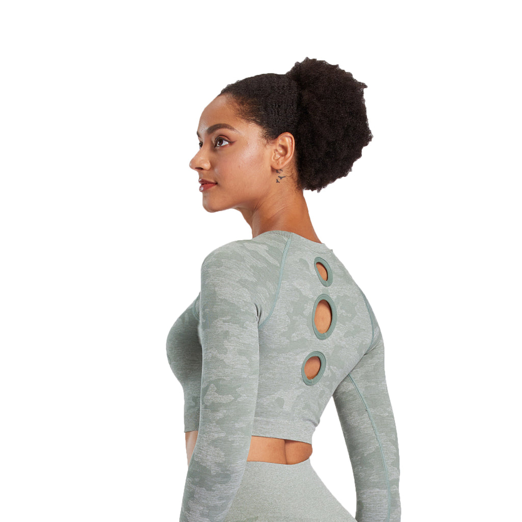 Aoxjox Camo Seamless Long Sleeve Crop