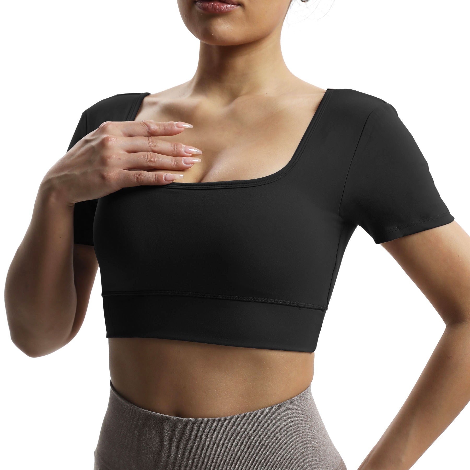 Aoxjox "Nancy"  V-Back Short-sleeved Crop Top