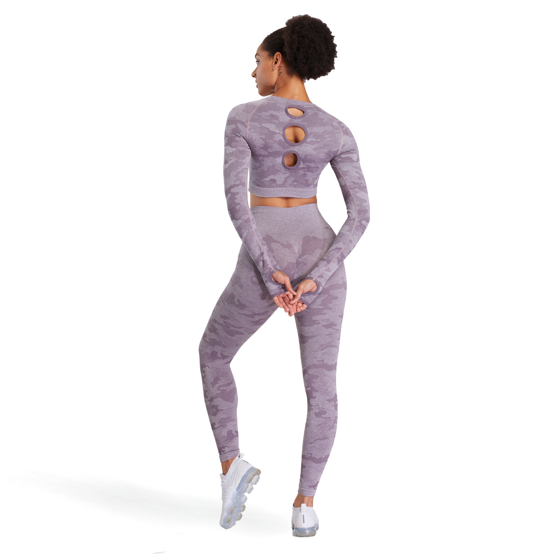 Aoxjox Camo Seamless Long Sleeve Crop