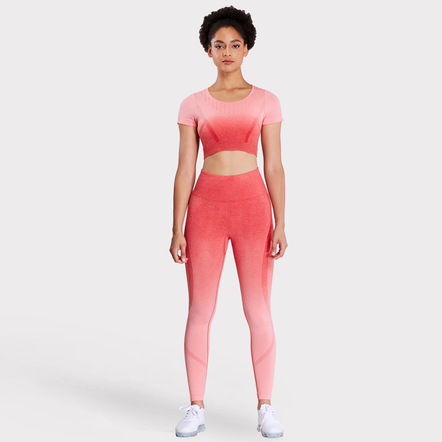Ombre Seamless High Waisted Leggings & Sports Bra Set Pink or Turquoise